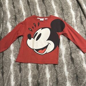 Zara Disney Kids Red Mickey Mouse Long Sleeve Shirt